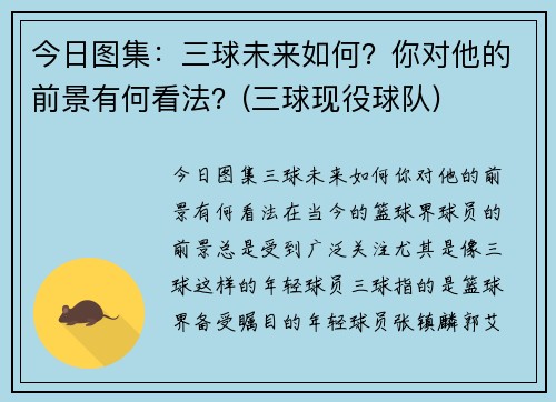 今日图集：三球未来如何？你对他的前景有何看法？(三球现役球队)